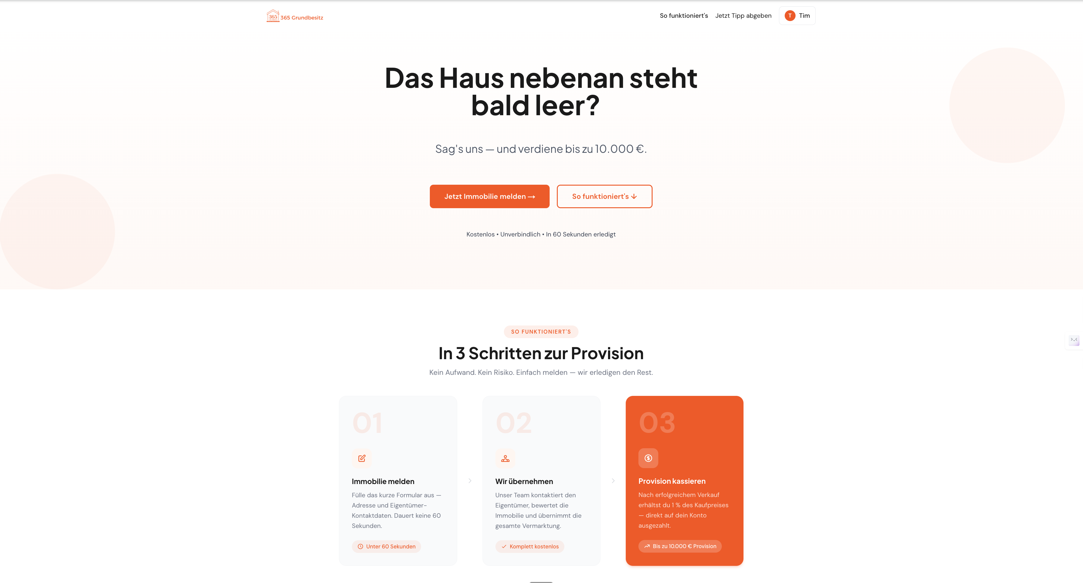 Tippgeber-Portal – Nutzeransicht
